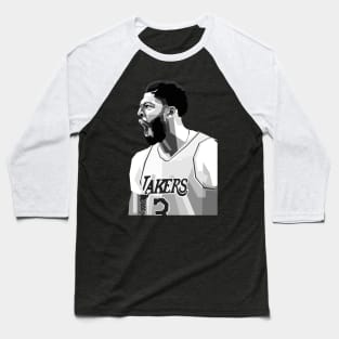 Anthony Davis Lakers Black White Art Baseball T-Shirt